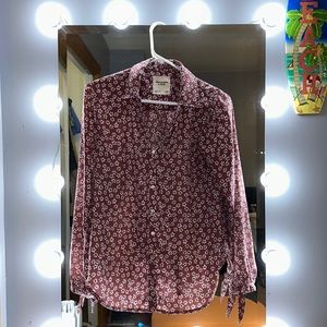 Abercrombie size small tie sleeve button up blouse
